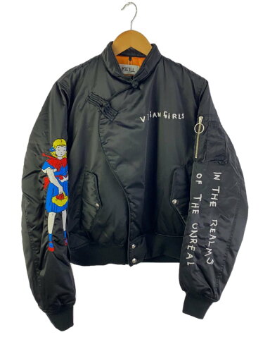 【中古】KIDILL◆×Henry Darger/KUNG-FU MA-1/BLK/無地/KL615/【メンズウェア】 【中古】KIDILL◆×Henry Darger/KUNG-FU MA-1/BLK/無地/KL615/【メンズウェア】