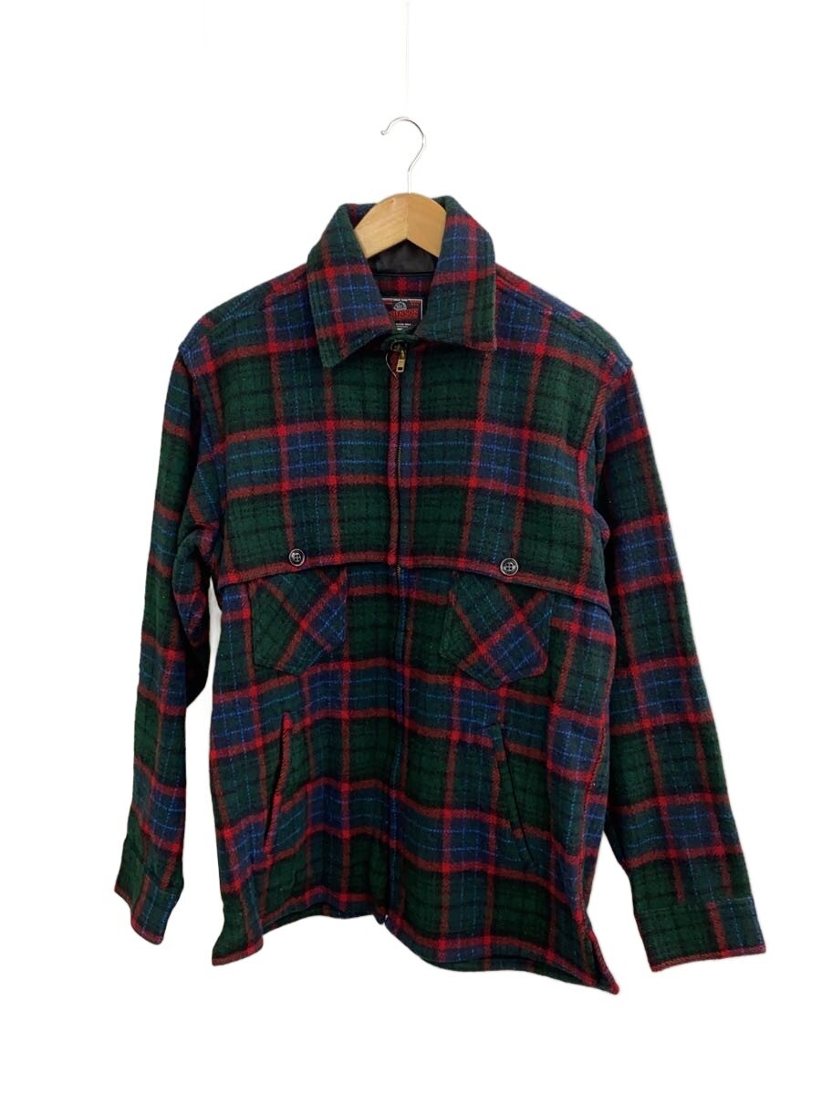 【中古】JOHNSON WOOLEN MILLS◆USA製/マッキーノジャケット/--/ウール/GRN/チェック【メンズウェア】