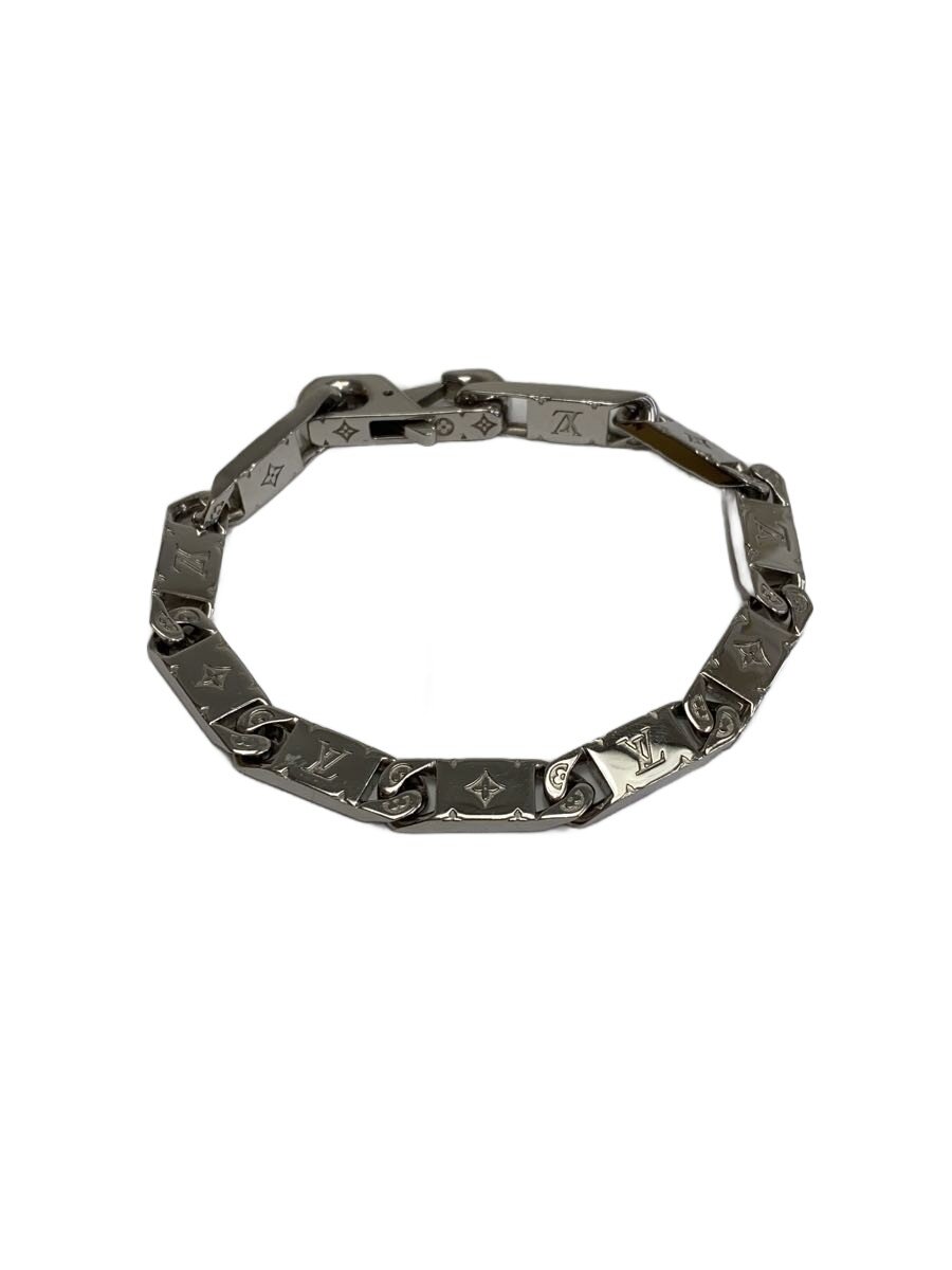 【中古】LOUIS VUITTON◆ブレスレット・モノグラム タイドアップ/ステンレス/SLV/メンズ/M0921L【服飾雑貨他】