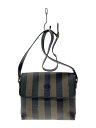 【中古】FENDI◆ショルダーバッグ/PVC/BRW/ストライプ【バッグ】
