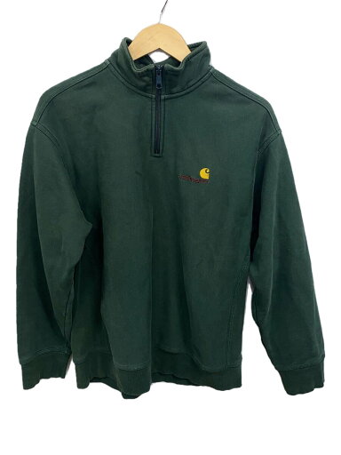 【中古】Carhartt◆HALF ZIP AMERICAN SCRIPT SWEAT/M/コットン/GRN/無地/1027014【メンズウェア】 【中古】Carhartt◆HALF ZIP AMERICAN SCRIPT SWEAT/M/コットン/GRN/無地/1027014【メンズウェア】