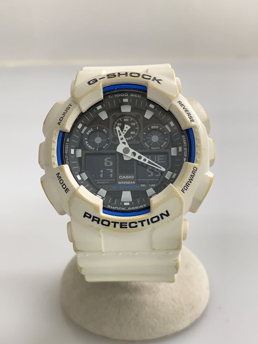 【中古】CASIO◆クォーツ腕時計・G-SHOCK/デジアナ/ラバー/WHT/WHT【服飾雑貨他】