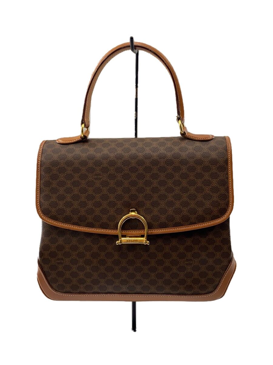 CELINE - 【中古】CELINE◆ハンドバッグ/レザー/BRW/総柄/M16 2【バッグ】