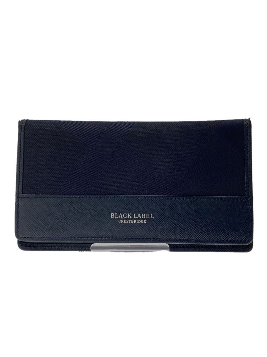 【中古】BLACK LABEL CRESTBRIDGE◆チェックカードケース/レザー/BLK/無地/メンズ【服飾雑貨他】