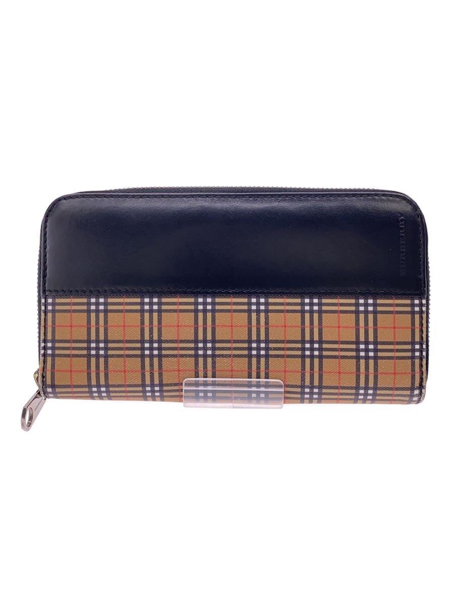 【中古】BURBERRY◆長財布/レザー/BEG/総柄/メンズ【服飾雑貨他】