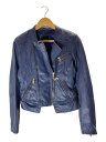 【中古】GUESS◆ダブルライダースジャケット/S/レザー/本革/ネイビー/W63L55L0GP0N【レディースウェア】(4)