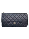 【中古】CHANEL◆マトラッセ キャビアスキン 長財布/レザー/BLK【服飾雑貨他】