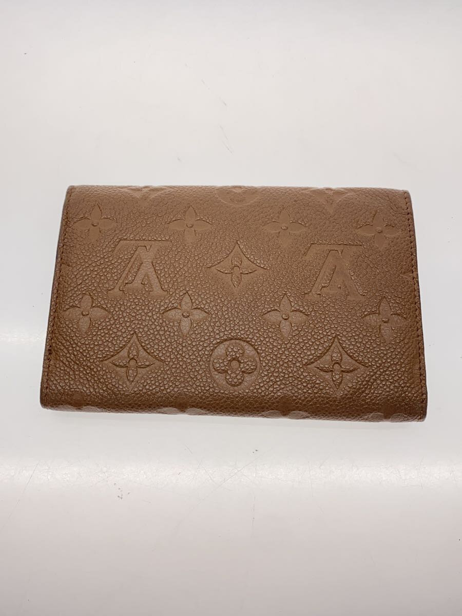 【中古】LOUIS VUITTON◆ポルト・フォイユ・キュリユーズ・コンパクト_モノグラム・アンプラント_BRW/レザー/BRW/レディース【服飾雑貨他】