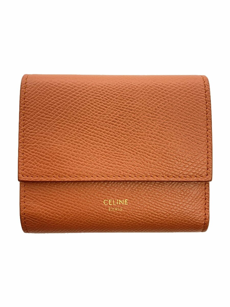【中古】CELINE◆3つ折り財布/レザー/ORN/無地/レディース【服飾雑貨他】