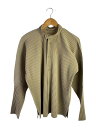 【中古】HOMME PLISSE ISSEY MIYAKE◆D/プリーツシャツ/長袖シャツ/2/ポリエステル/BEG/HP43JJ111【メンズウェア】