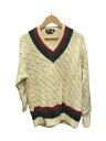 【中古】POLO RALPH LAUREN◆ニット・セーター(厚手)/L/コットン/クリーム【メンズウェア】