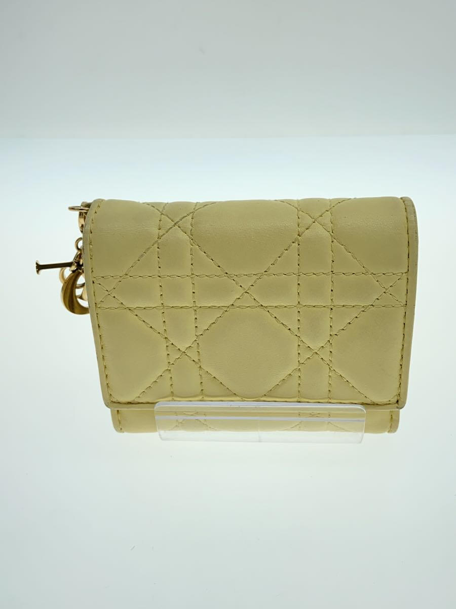 【中古】Christian Dior◆ロータスウォレット/3つ折り財布/--/YLW/内部ヨゴレ【服飾雑貨他】