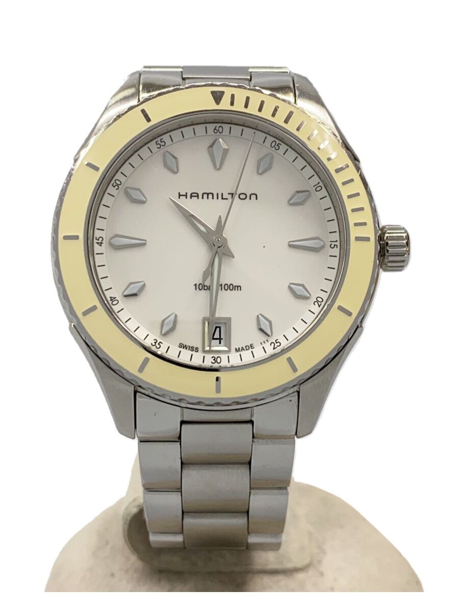 Other - 【中古】HAMILTON◆クォーツ腕時計/アナログ/ステンレス/WHT/SLV/SS/h374110/ジャズマスター/コマ付【服飾雑貨他】