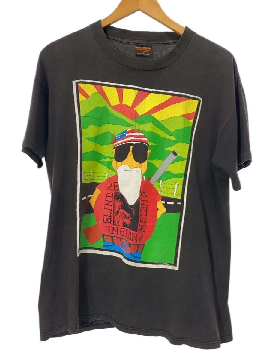 【中古】BROCKUM◆90s/blind melon/コピーライト1993年/Tシャツ/L/コットン/BLK/総柄【メンズウェア】