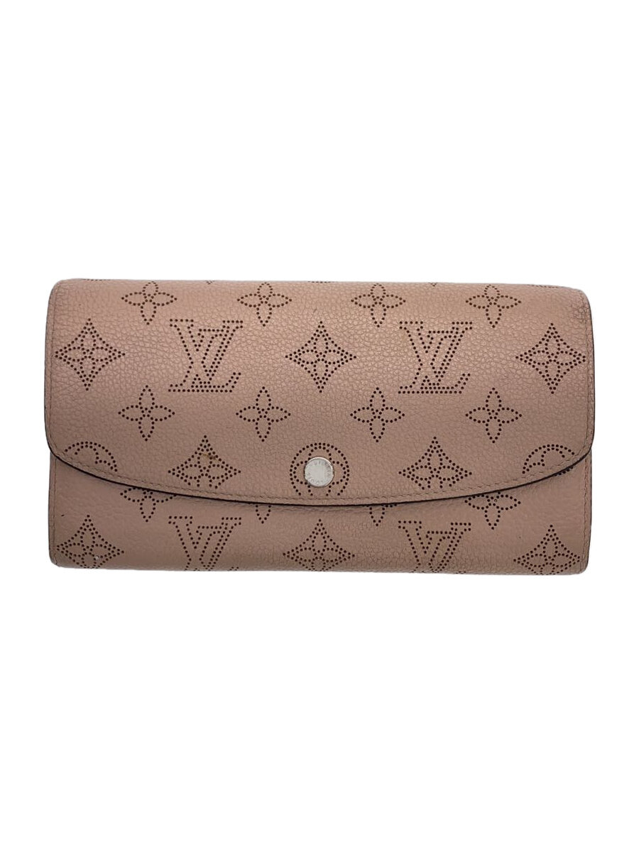 【中古】LOUIS VUITTON◆ポルト・フォイユ・イリス_マヒナ_PNK_マグノリア/レザー/PNK/総柄/レディース【服飾雑貨他】