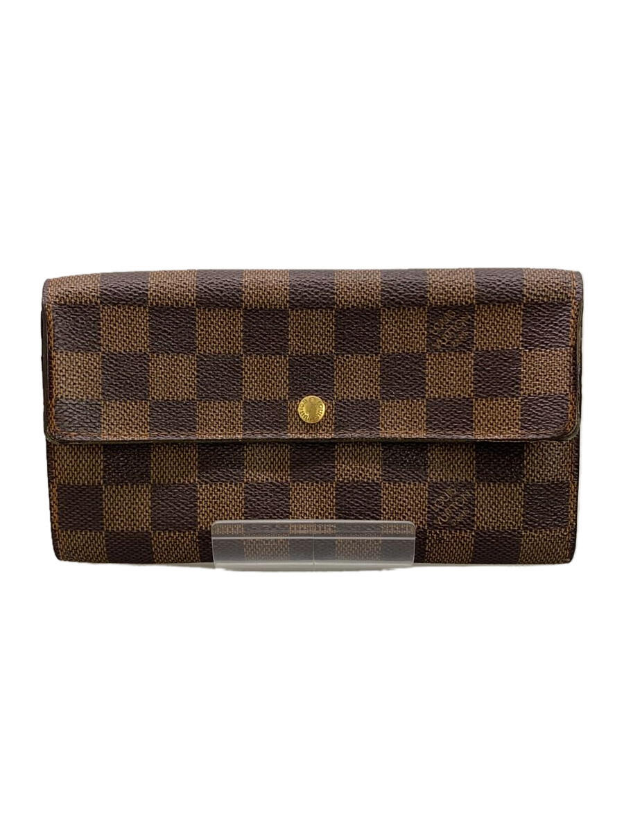 【中古】LOUIS VUITTON◆ポシェット・ポルト・モネ・カルト・クレディ_ダミエ・エベヌ_BRW/PVC/BRW/メンズ//【服飾雑貨他】