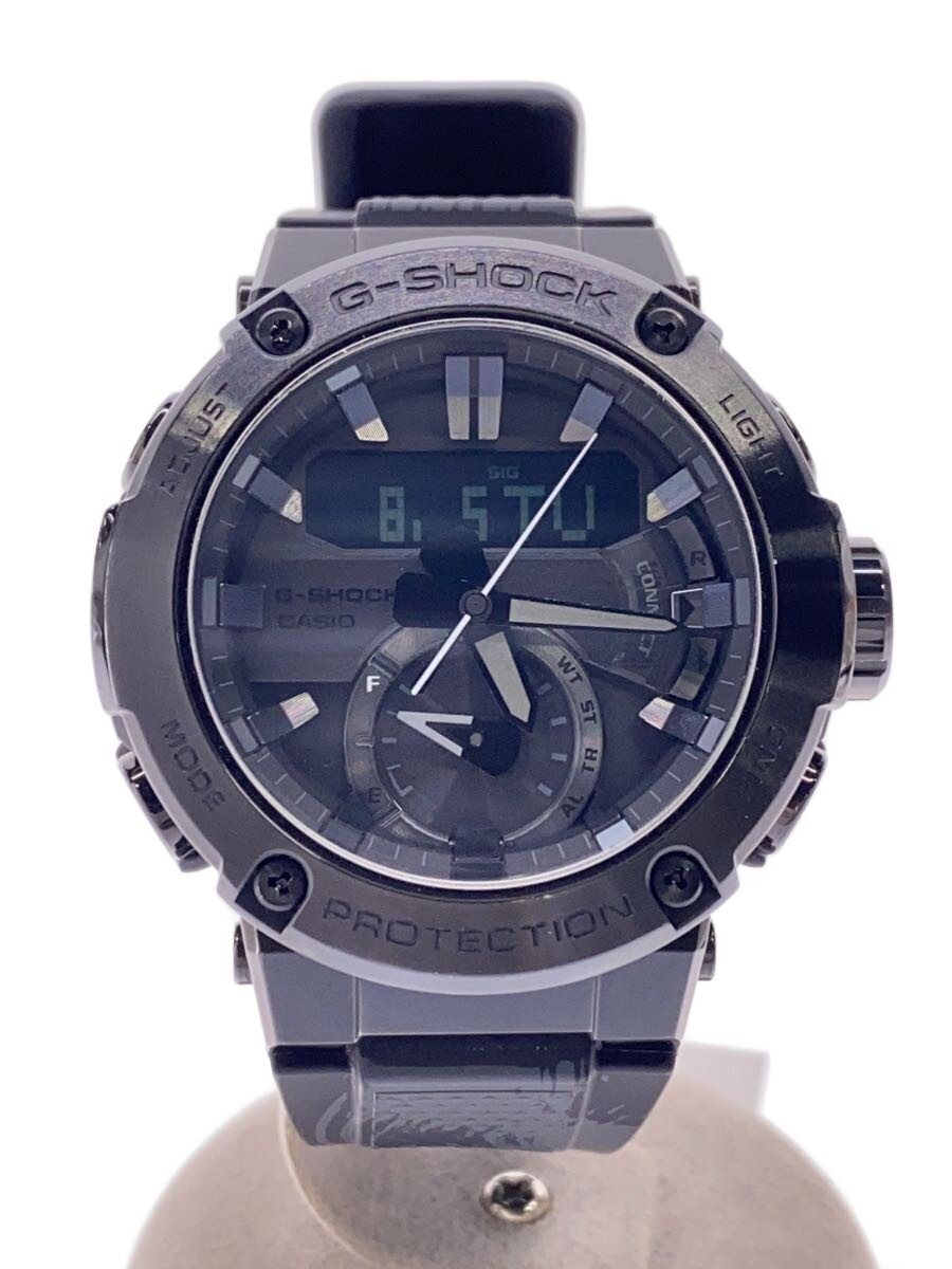 【中古】CASIO◆ソーラー腕時計_G-SHOCK/デジアナ/ラバー/BLK/BLK【服飾雑貨他】