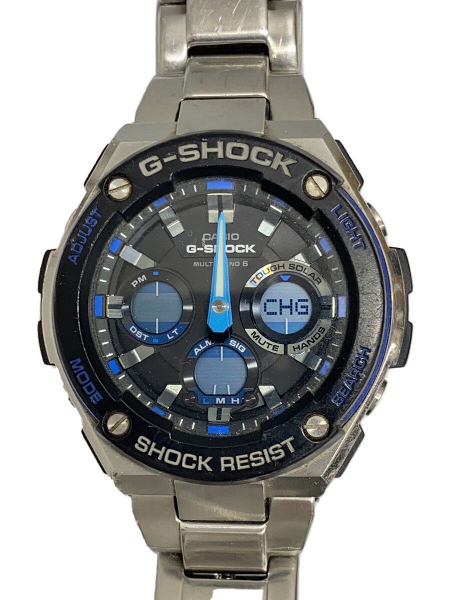 【中古】CASIO◆G-SHOCK/ソーラー腕時計/デジアナ/ステンレス/ブラック/シルバー/MULTI BAND6//【服飾雑貨他】