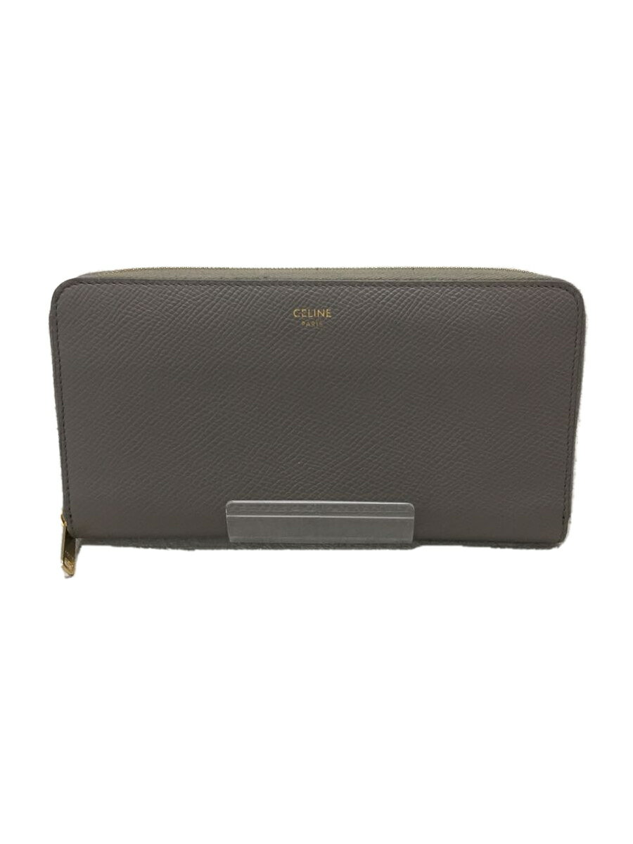 【中古】CELINE◆長財布/レザー/GRY【