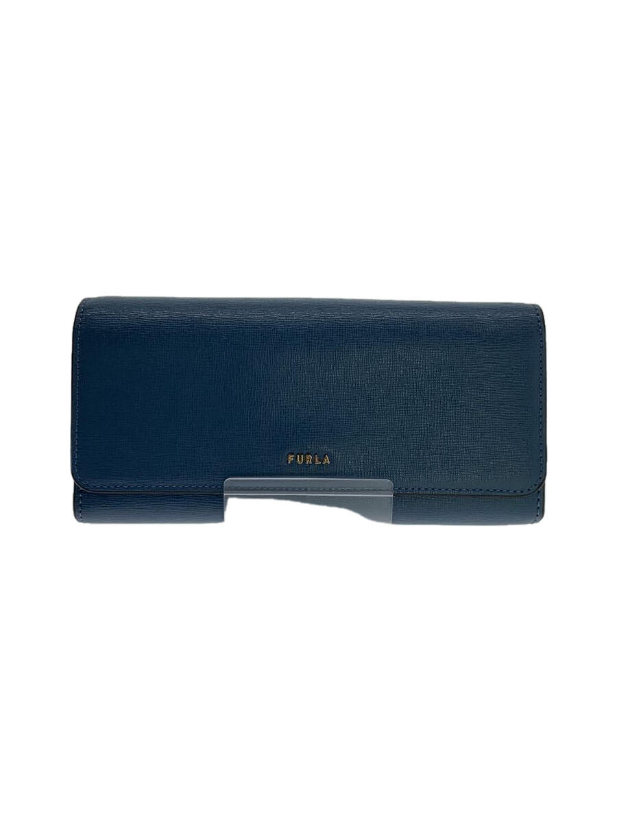 【中古】FURLA◆長財布/レザー/BLU/無