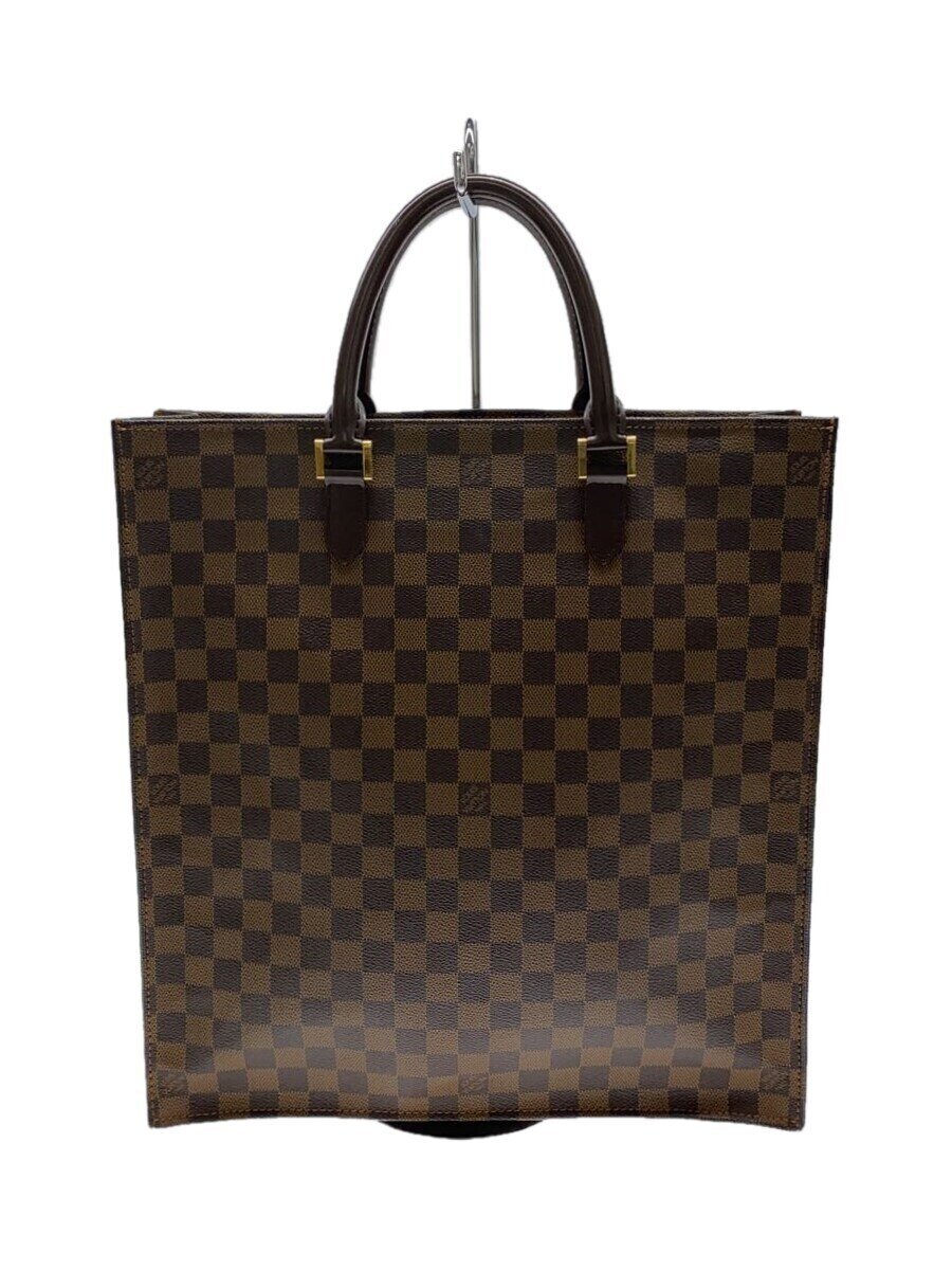 【中古】LOUIS VUITTON◆1)サック・プラ_ダミエ・エベヌ_BRW/PVC/BRW【バッグ】