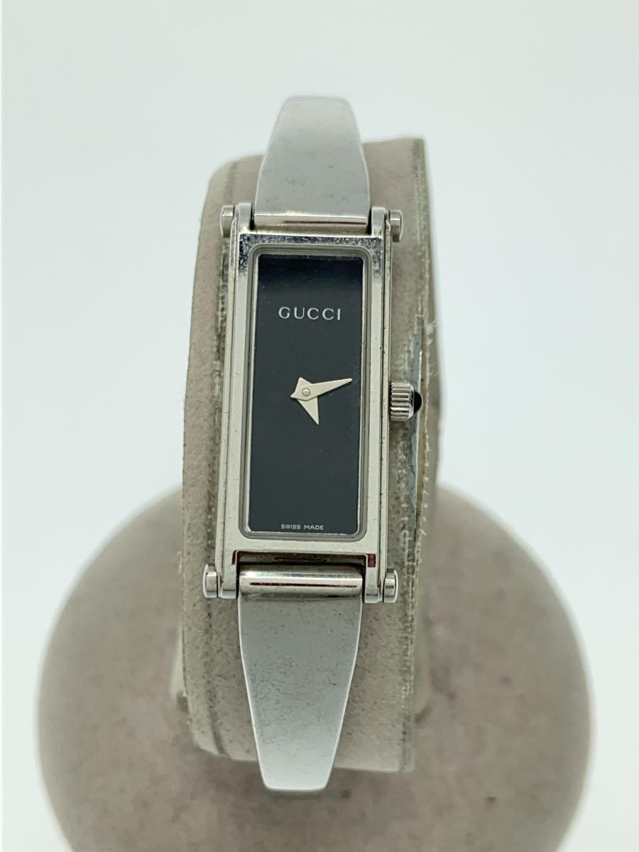 【中古】GUCCI◆クォーツ腕時計/アナログ/ステンレス/BLK/SLV/1500L【服飾雑貨他】