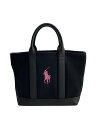 【中古】POLO RALPH LAUREN◆トートバッグ/キャンバス/BLK/無地【バッグ】