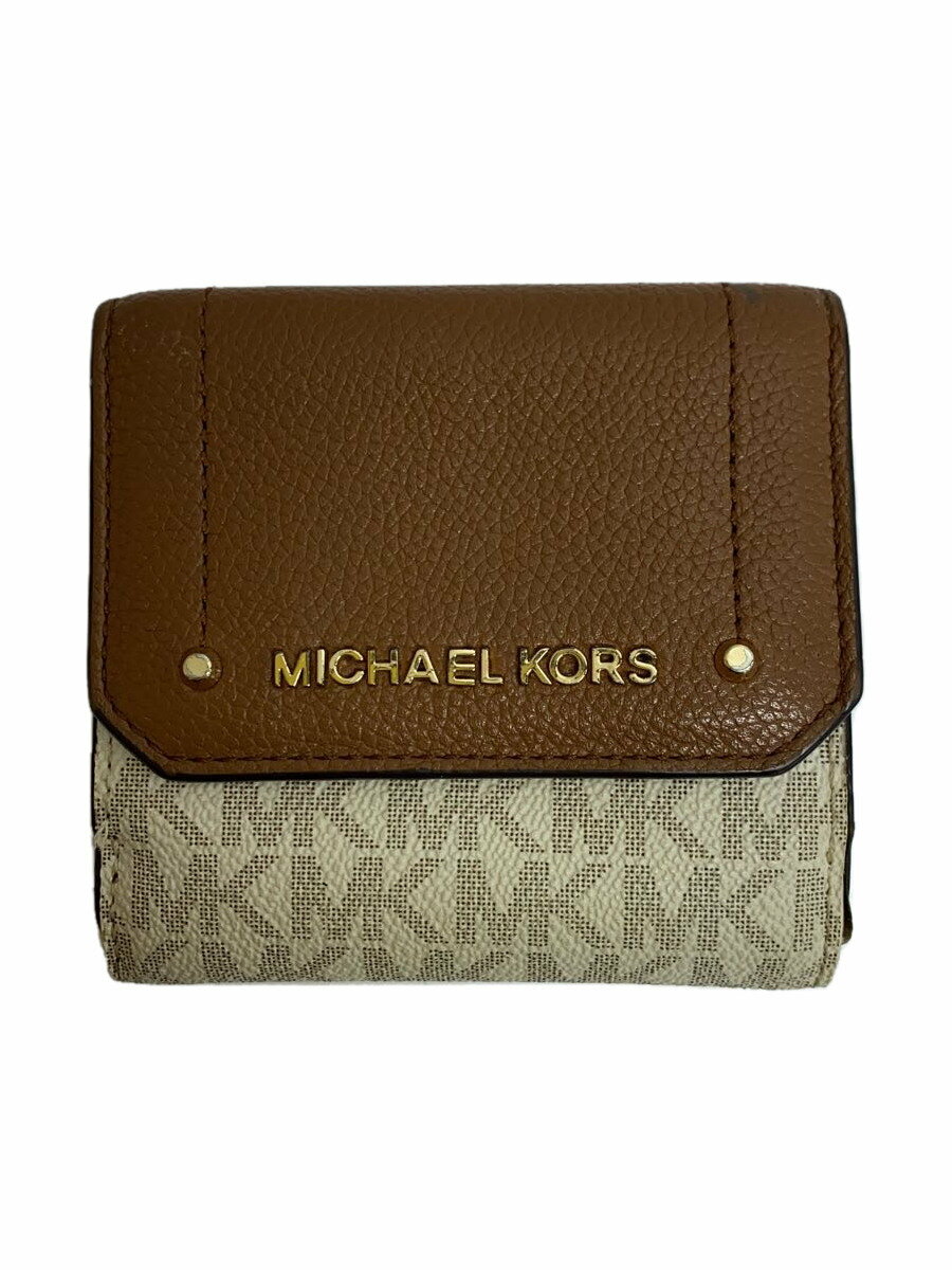 【中古】MICHAEL KORS◆2つ折り財布/--/BEG/レディース/nb-1902【服飾雑貨他】