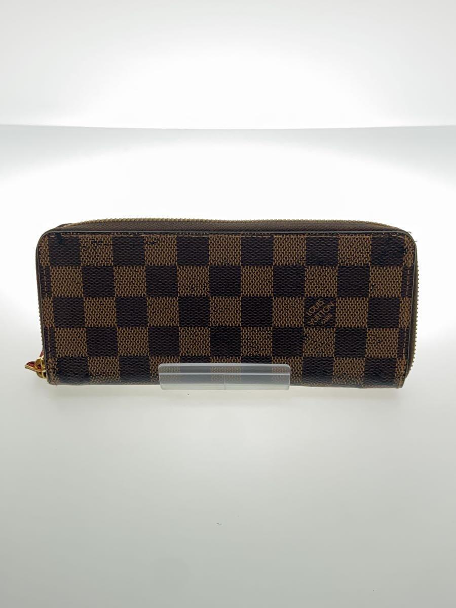 【中古】LOUIS VUITTON◆ポルト・フォイユ・クレマンス_ダミエ・エベヌ_BRW/PVC/BRW/レディース【服飾雑貨他】
