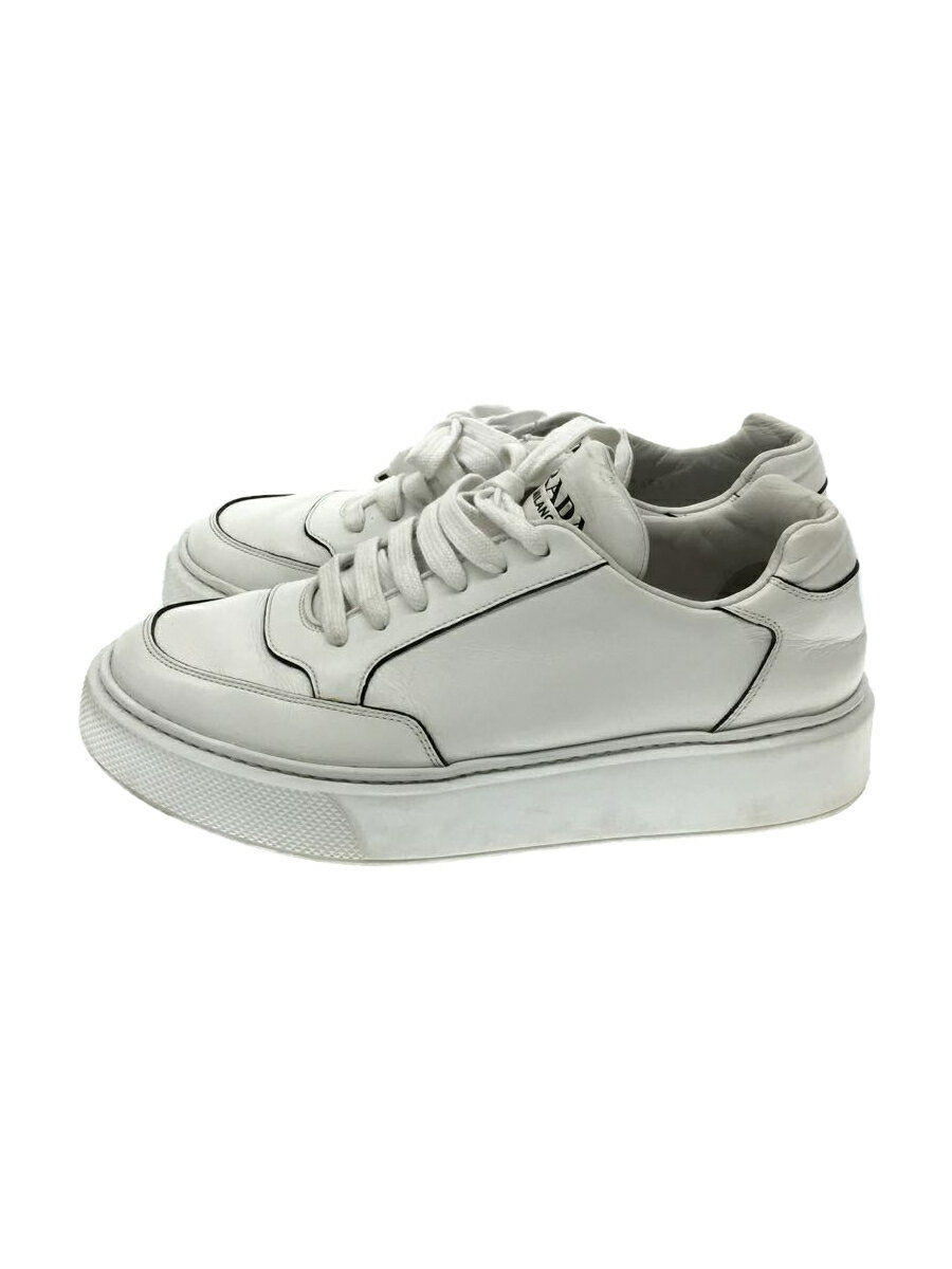 【中古】PRADA◆ヴィテロモンタナ/ローカットスニーカー/UK6.5/WHT/4E3453【シューズ】