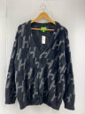 【中古】HUF◆カーディガン(厚手)/L/ナイロン/BLK/総柄【メンズウェア】
