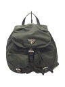 【中古】PRADA◆リュック/ナイロン/KHK【バッグ】