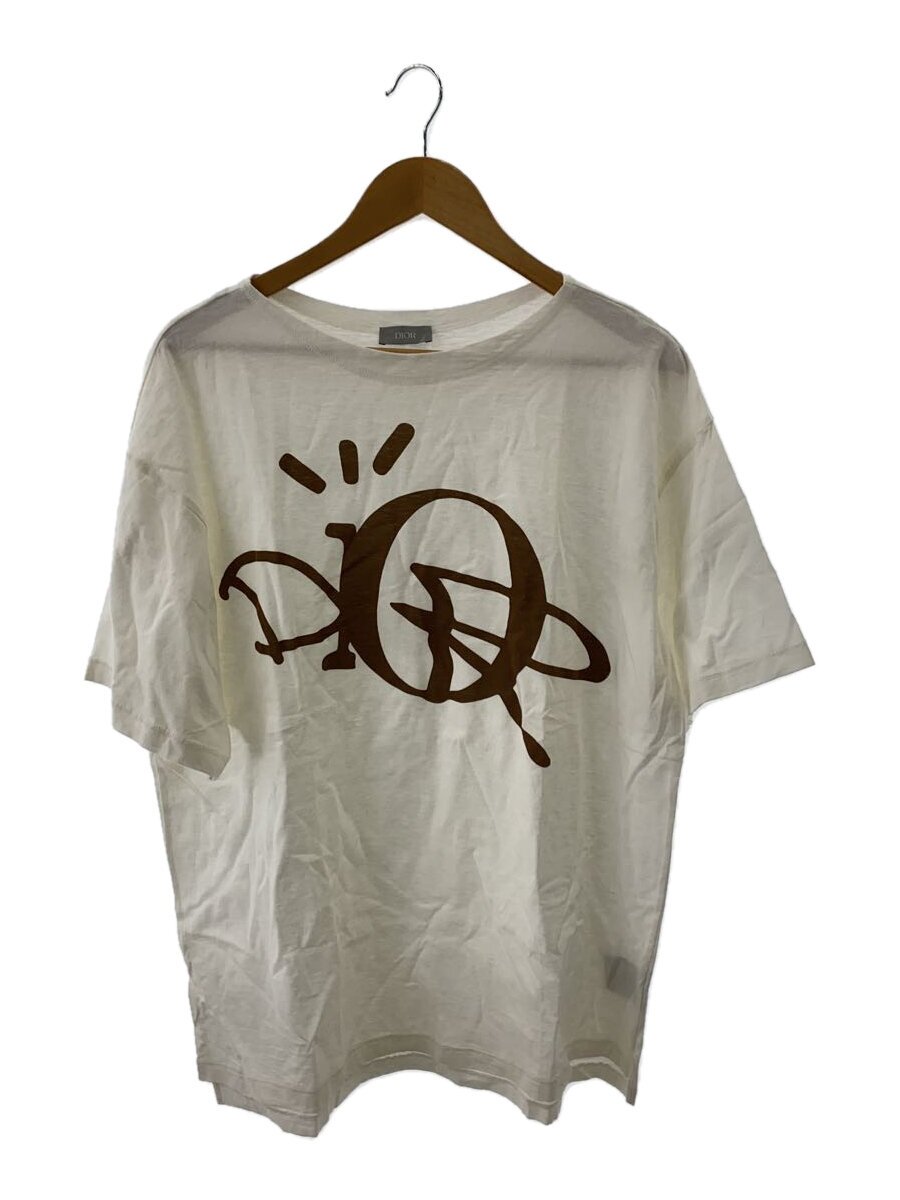 【中古】Dior HOMME◆Tシャツ/L/コットン/WHT/プリント/28dj645a0753【メンズウェア】