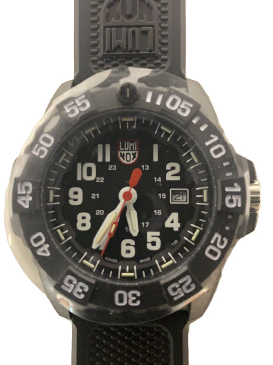 【中古】LUMINOX◆クォーツ腕時計/アナログ/ラバー/BLK/BLK/3581-ey【服飾雑貨他】