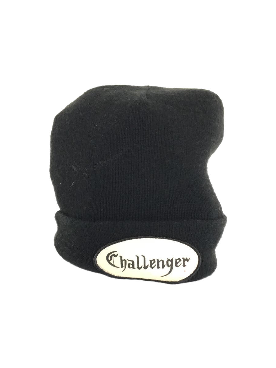 【中古】CHALLENGER◆ニットキャップ/BLK/ブラック/メンズ/ロゴワッペン【服飾雑貨他】