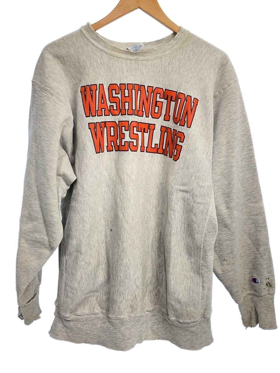 【中古】Champion◆スウェット/XXL/コットン/グレー/90s/REVERSE WEAVE/バックプリント/汚れ有/チャンピ【メンズウェア】