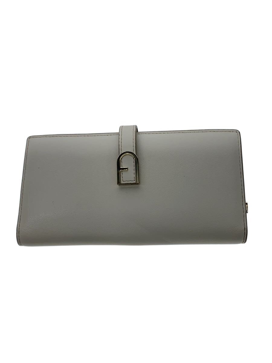【中古】FURLA◆長財布/レザー/IVO/レ�