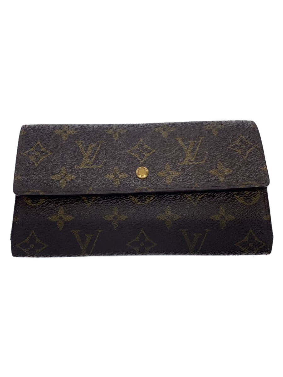 【中古】LOUIS VUITTON◆ポルト・トレゾール・インターナショナル_モノグラム・キャンバス_BRW/PVC/BRW/総柄/レディース【服飾雑貨他】