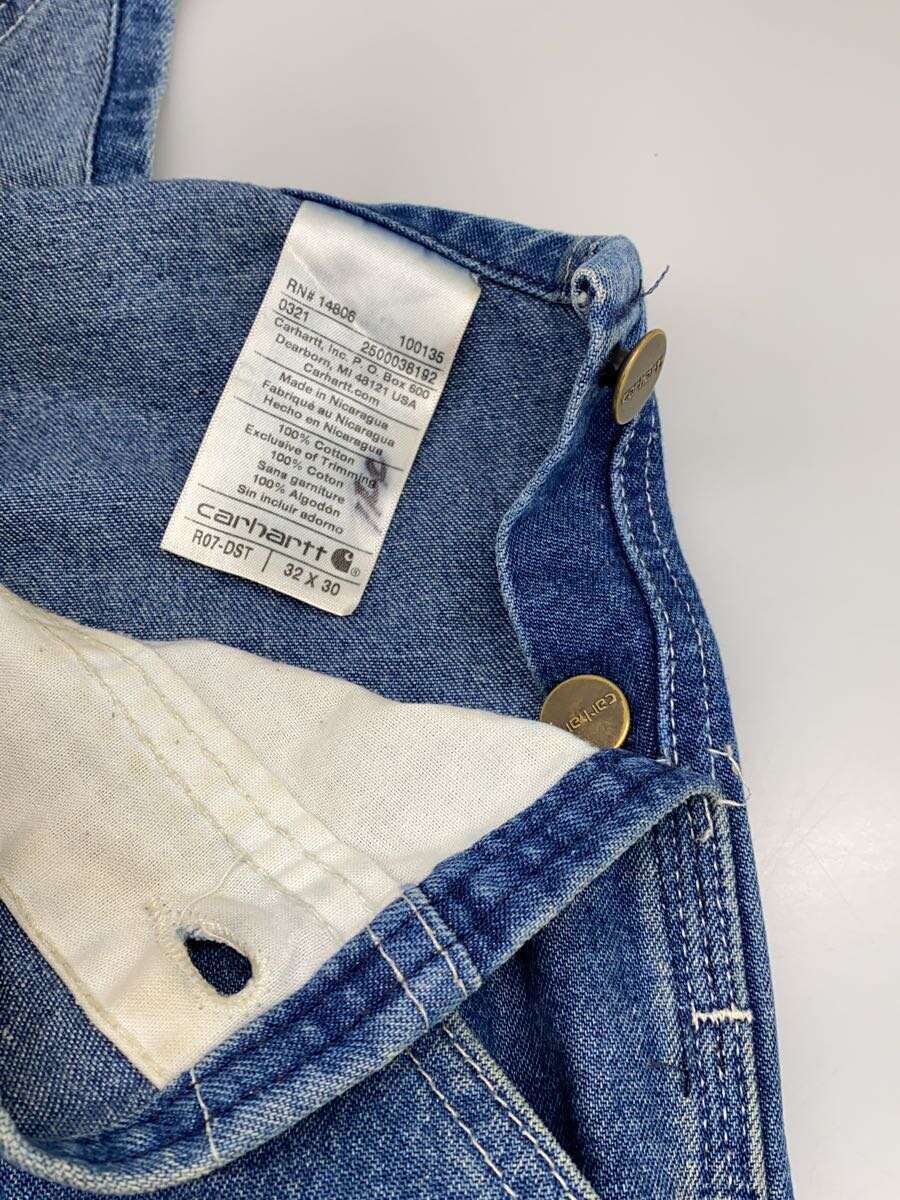 【中古】Carhartt◆オーバーオール/32/デニム/IDG/裾ヤブレ有り【メンズウェア】