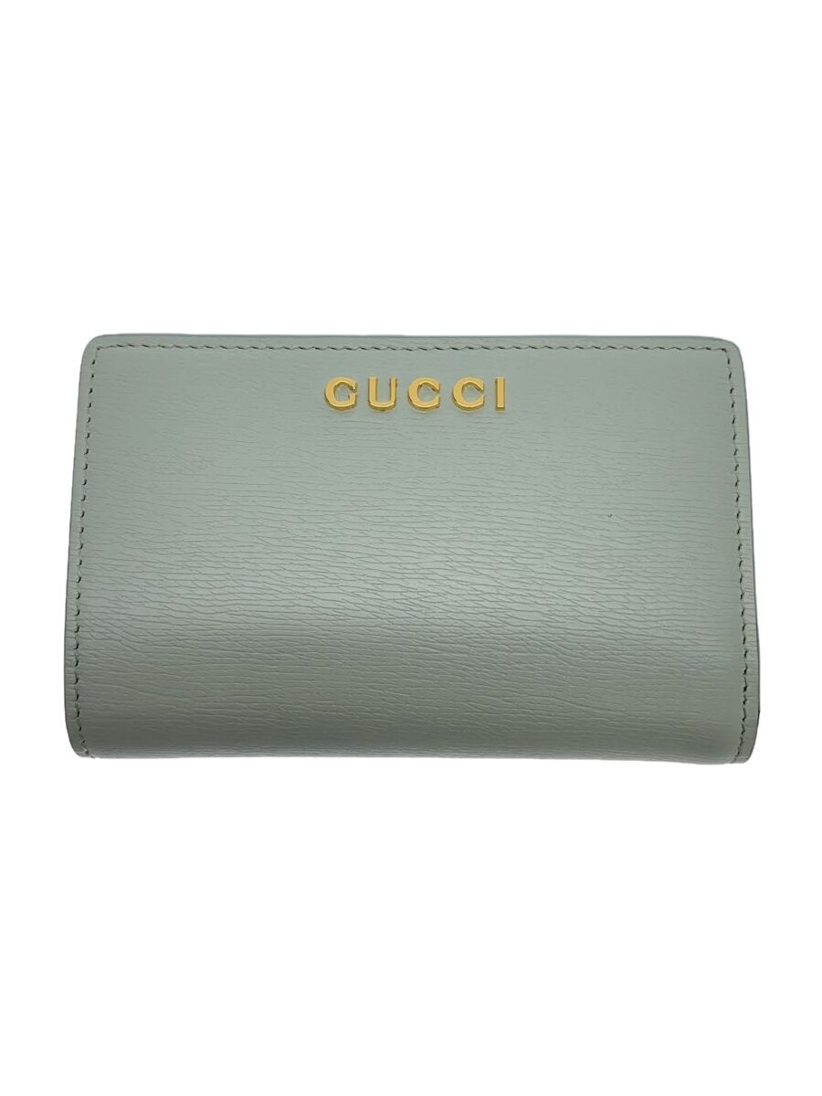 【中古】GUCCI◆スクリプト シップアラウンドウォレット/2つ折り財布/レザー/GRN/レディース/772640【服飾雑貨他】