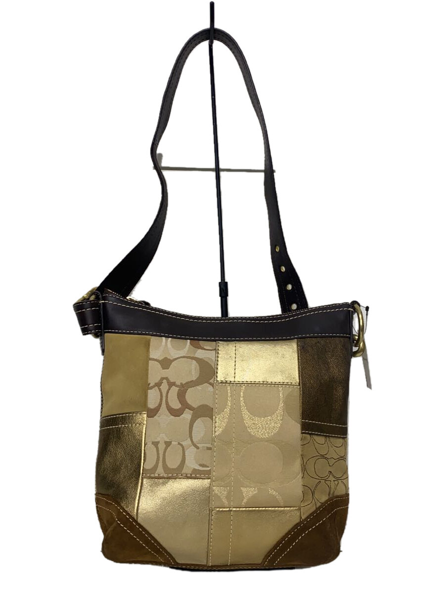 【中古】COACH◆ショルダーバッグ_パッチワーク/--/GLD/総柄【バッグ】