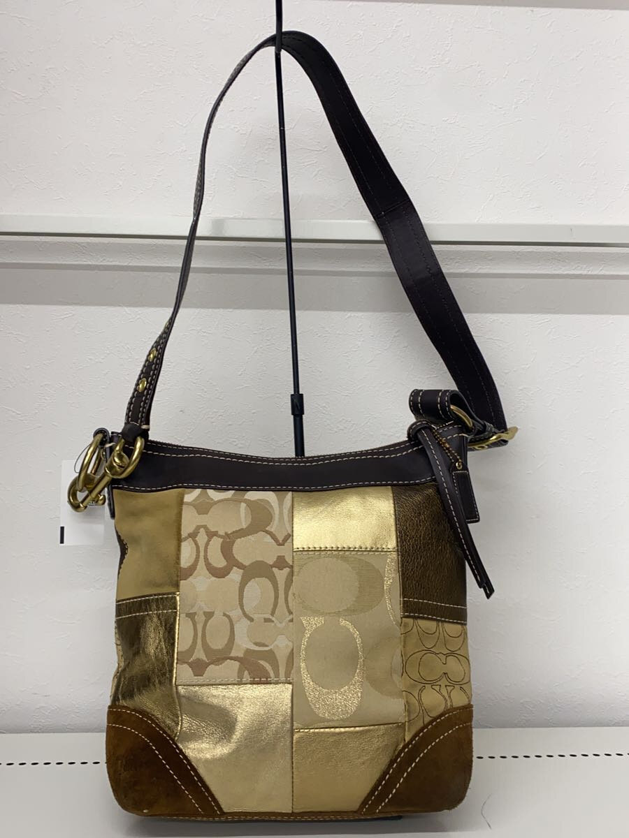 【中古】COACH◆ショルダーバッグ_パッチワーク/--/GLD/総柄【バッグ】