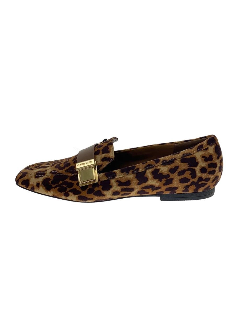 【中古】CHARLES&KEITH◆ローファー/38/スウェード/レオパード柄【シューズ】