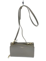 【中古】FURLA◆ショルダーバッグ/レザー/GRY/無地【バッグ】