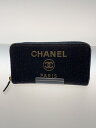 【中古】CHANEL◆長財布/ネイビー/レディース/A81973/角スレ有/使用感有【服飾雑貨他】