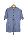 【中古】FRANKLEDER◆半袖シャツ/--/コットン/BLU/ストライプ/M010 04【メンズウェア】