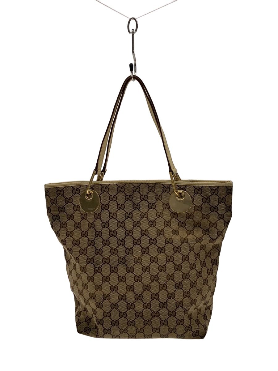 GUCCI - 【中古】GUCCI◆トートバッグ_GGキャンバス/キャンバス/BEG//【バッグ】