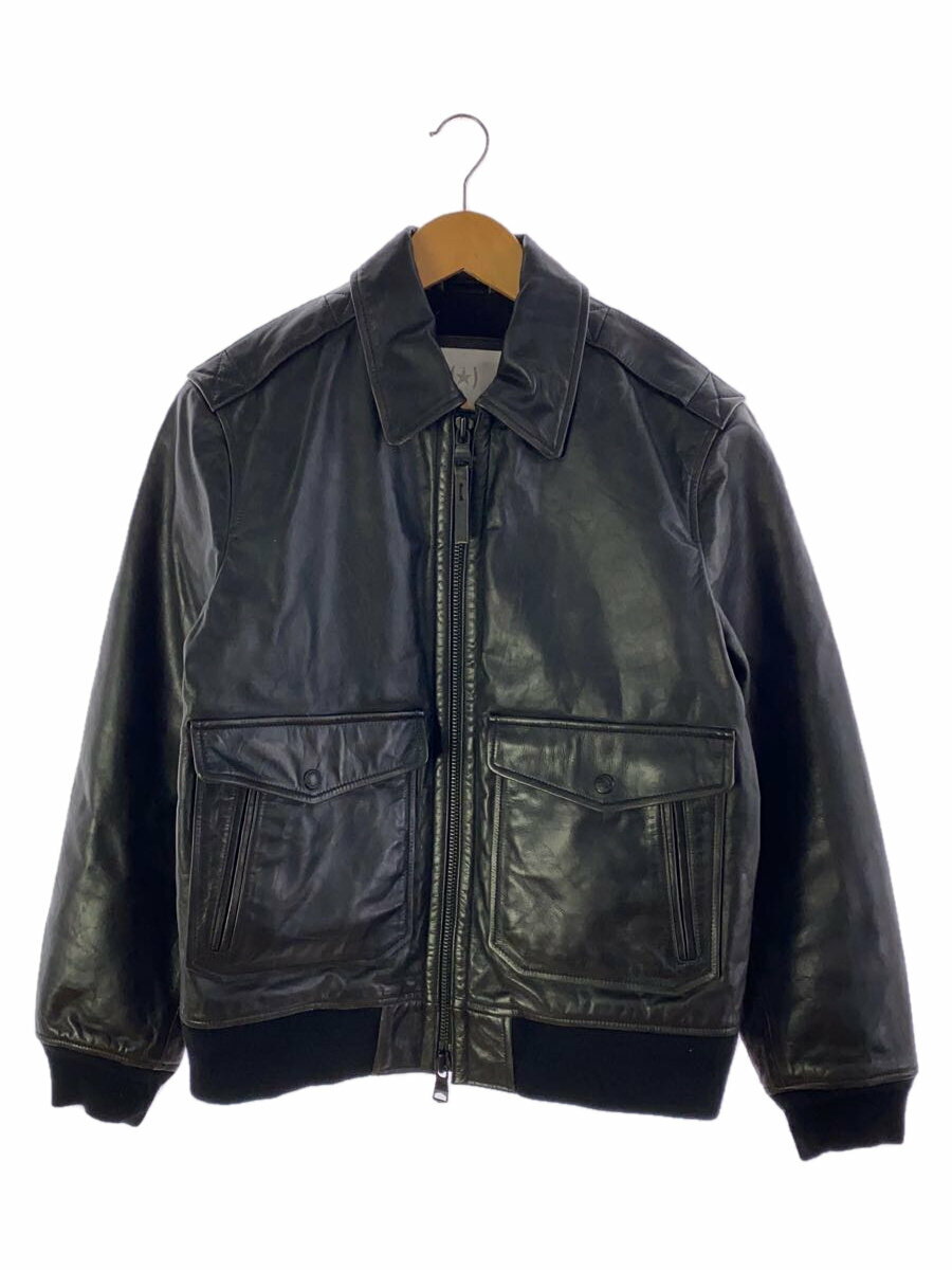 【中古】BANANA REPUBLIC◆レザージャケット・ブルゾン/M/牛革/BLK/無地/HTG-SF78【メンズウェア】