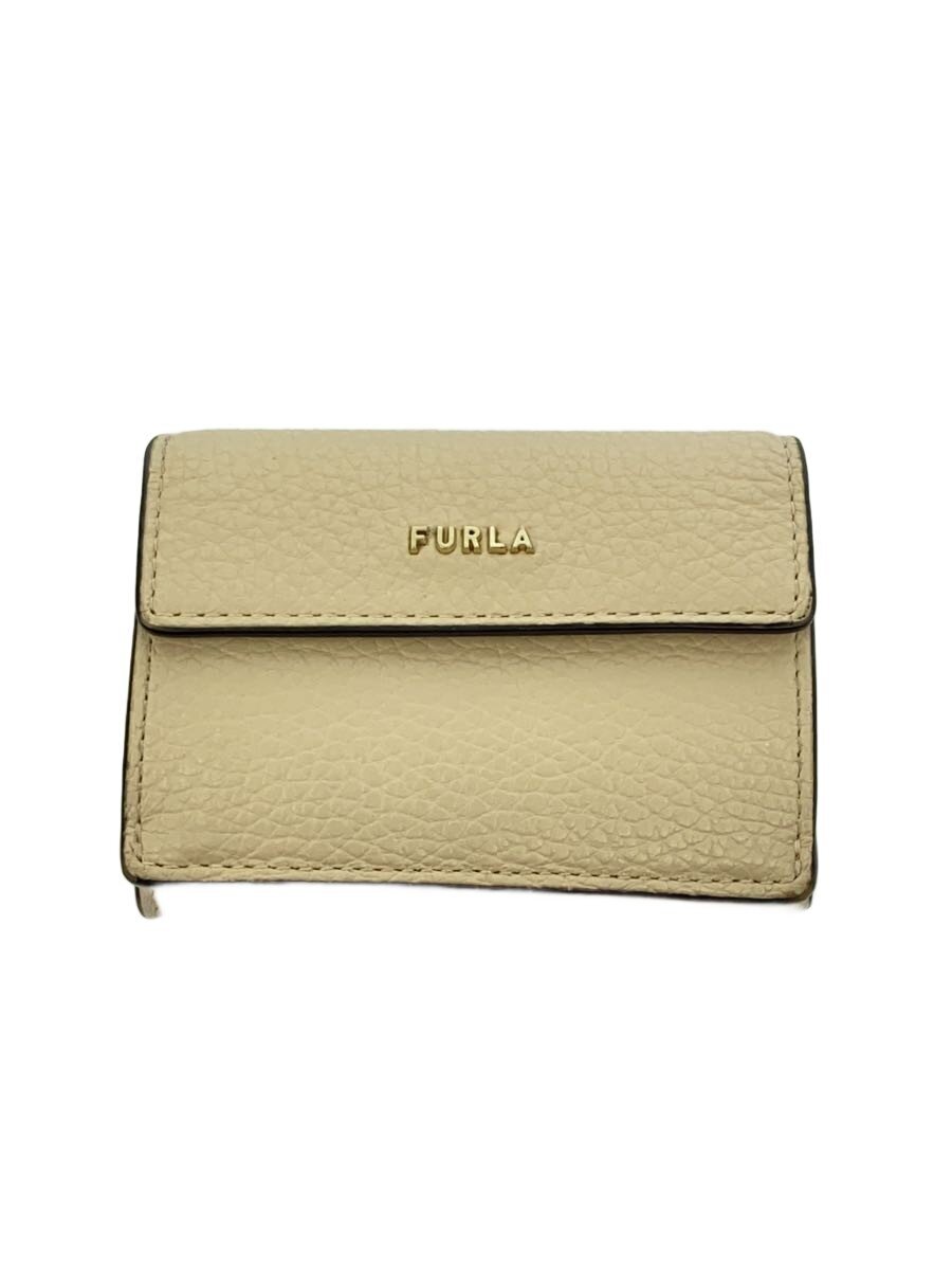 【中古】FURLA◆3つ折り財布/レザー/CRM/無地/レディース【服飾雑貨他】