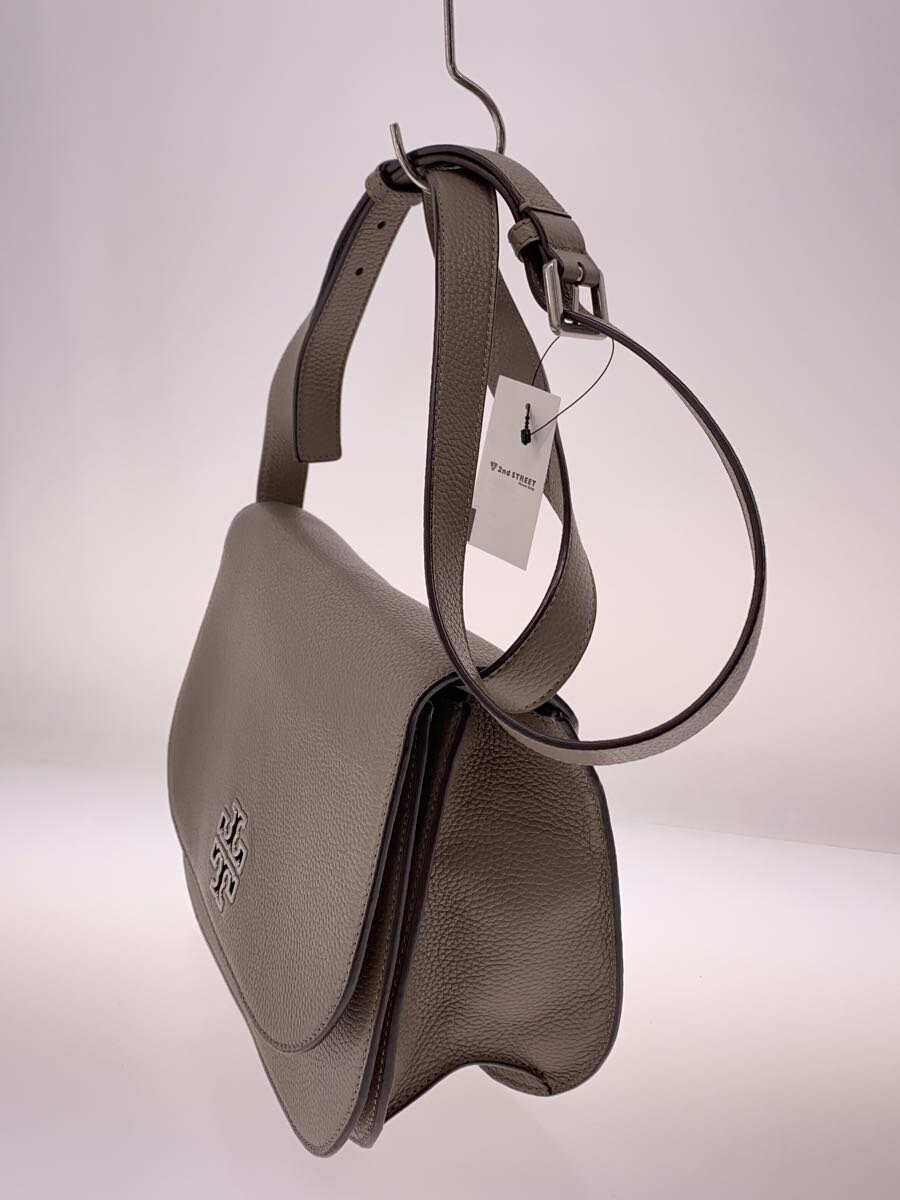 【中古】TORY BURCH◆Britten Saddle Bag/ショルダーバッグ/レザー/グレージュ【バッグ】